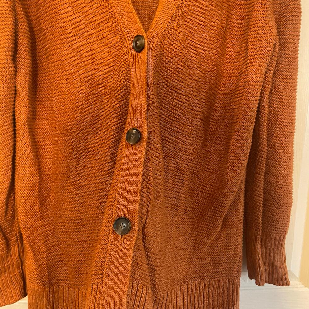 Banana Republic size XL Italian Linen Cardigan Sweater Rust - Picture 4 of 13
